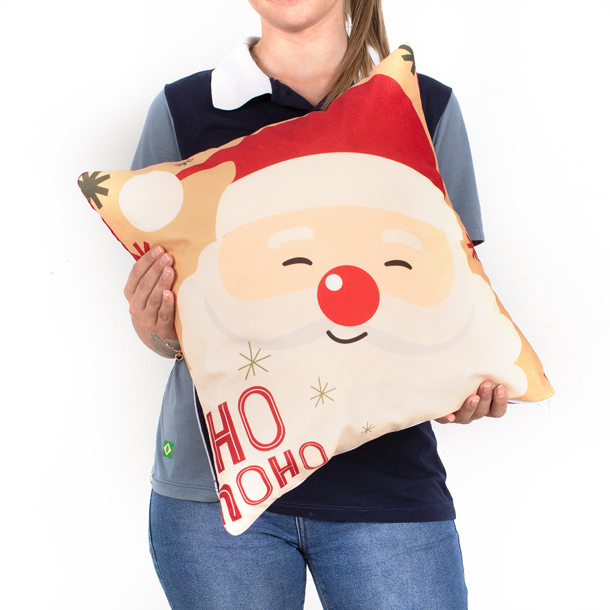 Almofada de Natal Estampada Suede 2 Unidades 40cm x 40cm com Refil de Silicone