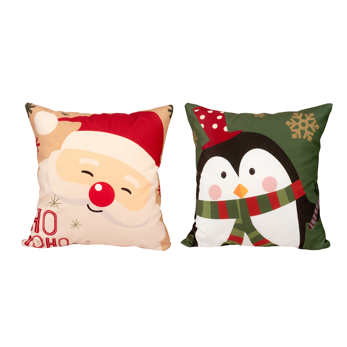 Almofada de Natal Estampada Suede 2 Unidades 40cm x 40cm com Refil de Silicone Macio