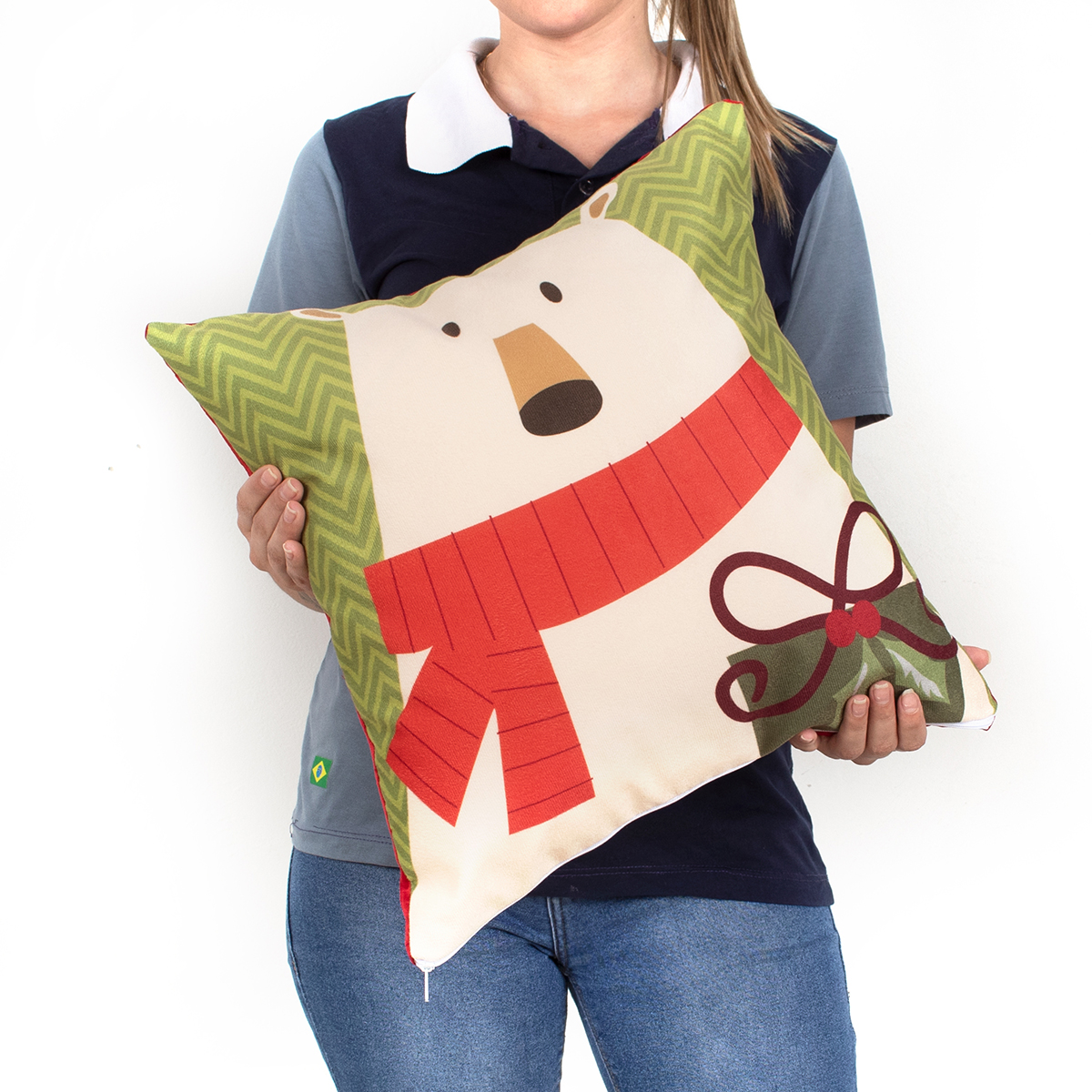 Almofada de Natal Estampada Suede 2 Unidades 40cm x 40cm com Refil de Silicone Macio