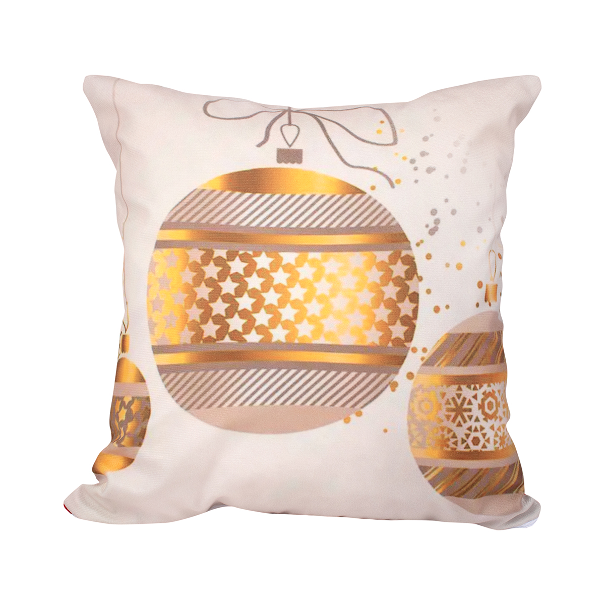 Almofada para Natal de Suede 40cm x 40cm Estampada Bolas de Natal com Refil de Silicone