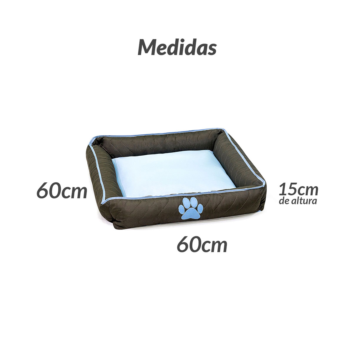 Cama Pet Extra Grande Nick 70cm x 70cm x 15cm Azul
