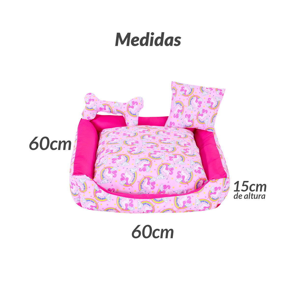 Cama Pet Extra Grande Onix 70cm x 70cm x 15cm Com Almofadas Decorativa