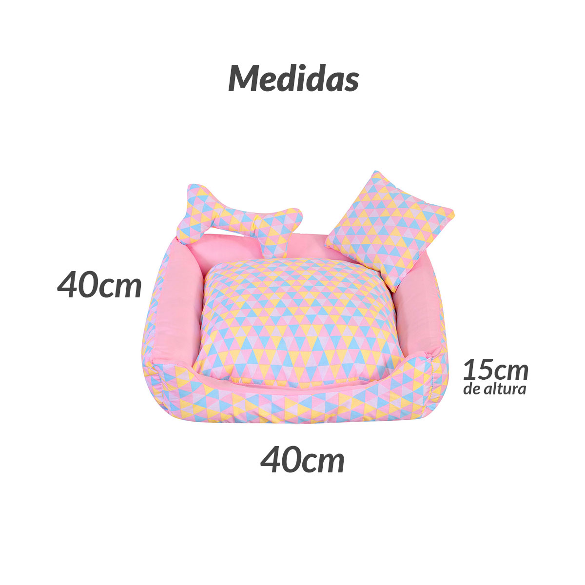 Cama Pet Extra Grande Onix 70cm x 70cm x 15cm Com Almofadas Decorativa