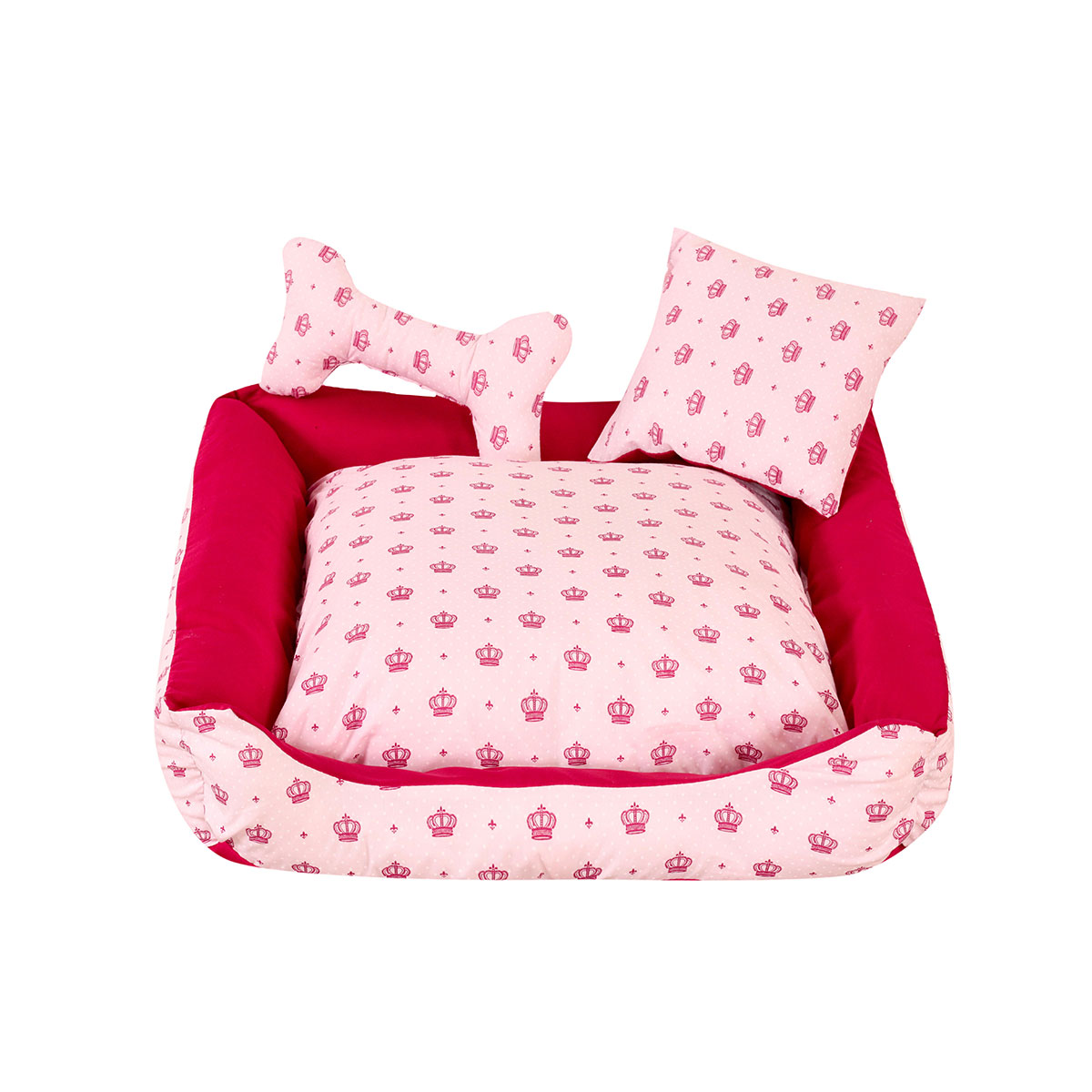 Cama Pet Extra Grande Onix 70cm x 70cm x 15cm Realeza Rosa Com Almofadas Decorativa