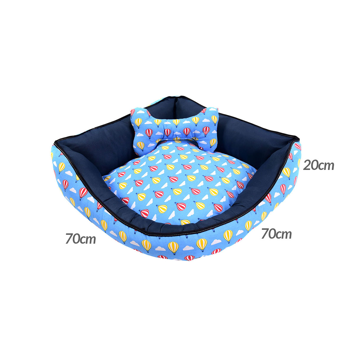 Cama Pet Grande 70cm x 70cm x 20cm Balão Com Almofada Decorativa