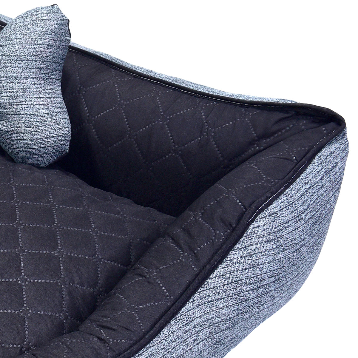 Cama Pet Grande Impermeável 70cm x 70cm x 20cm Chumbo Com Almofada Decorativa
