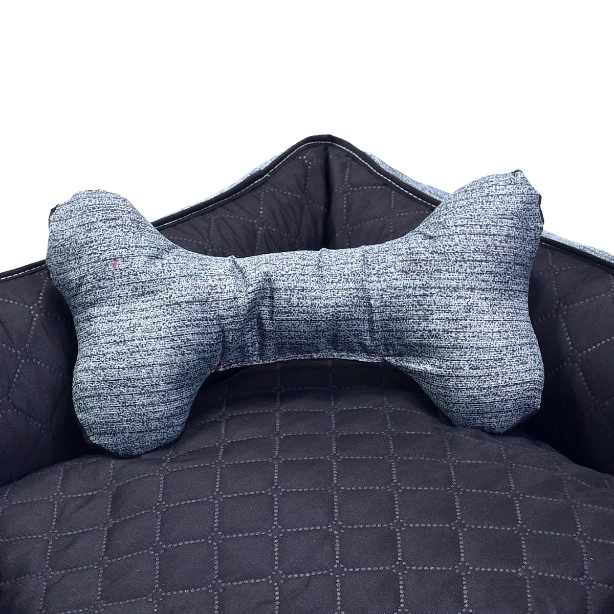 Cama Pet Grande Impermeável 70cm x 70cm x 20cm Chumbo Com Almofada Decorativa