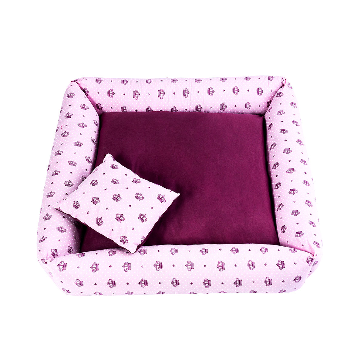 Cama Pet Grande Simples Top 60cm x 60cm x 15cm Realeza Rosa Com Almofada Decorativa