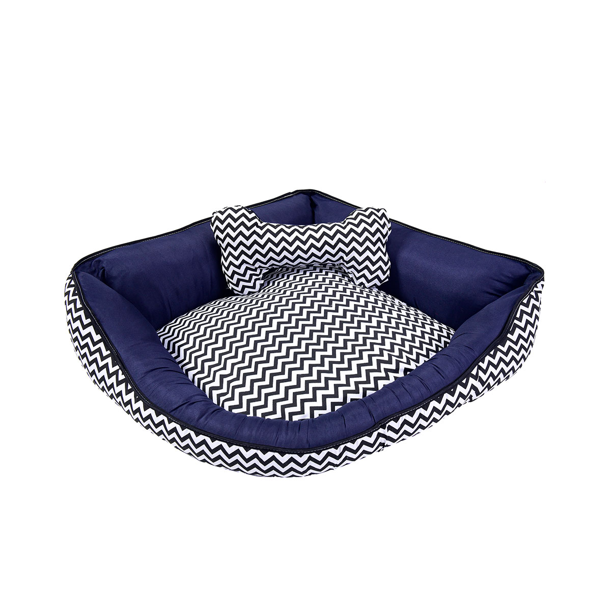 Cama Pet Média 60cm x 60cm x 20cm Criative Azul Com Almofada Decorativa