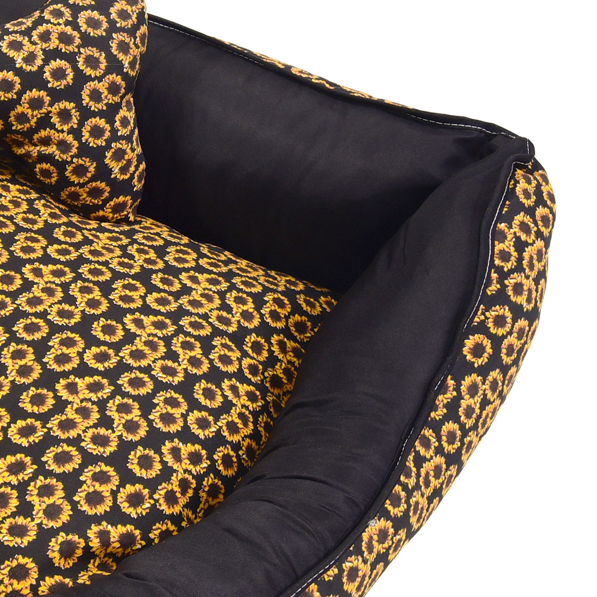 Cama Pet Média 60cm x 60cm x 20cm Girassol Com Almofada Decorativa