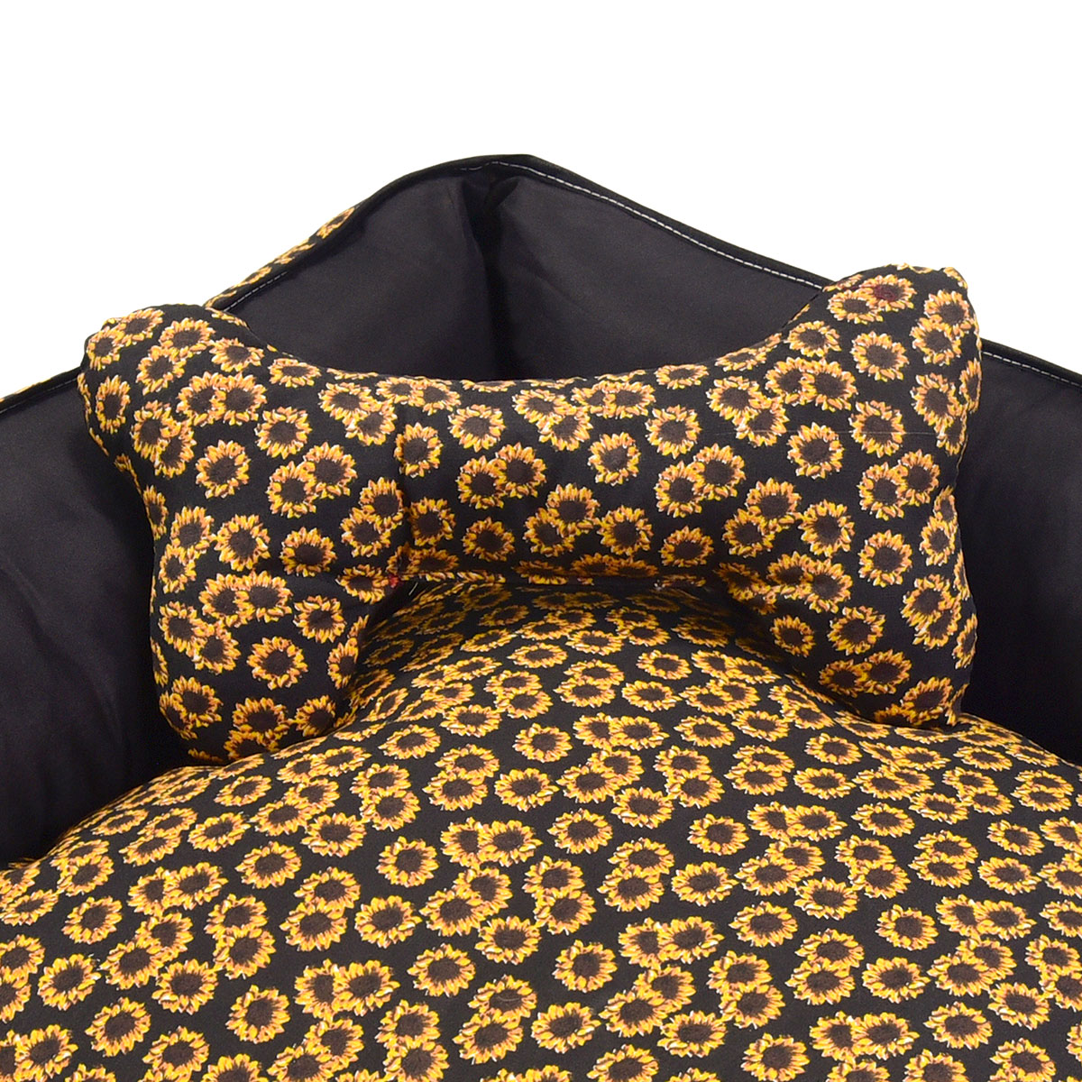 Cama Pet Média 60cm x 60cm x 20cm Girassol Com Almofada Decorativa