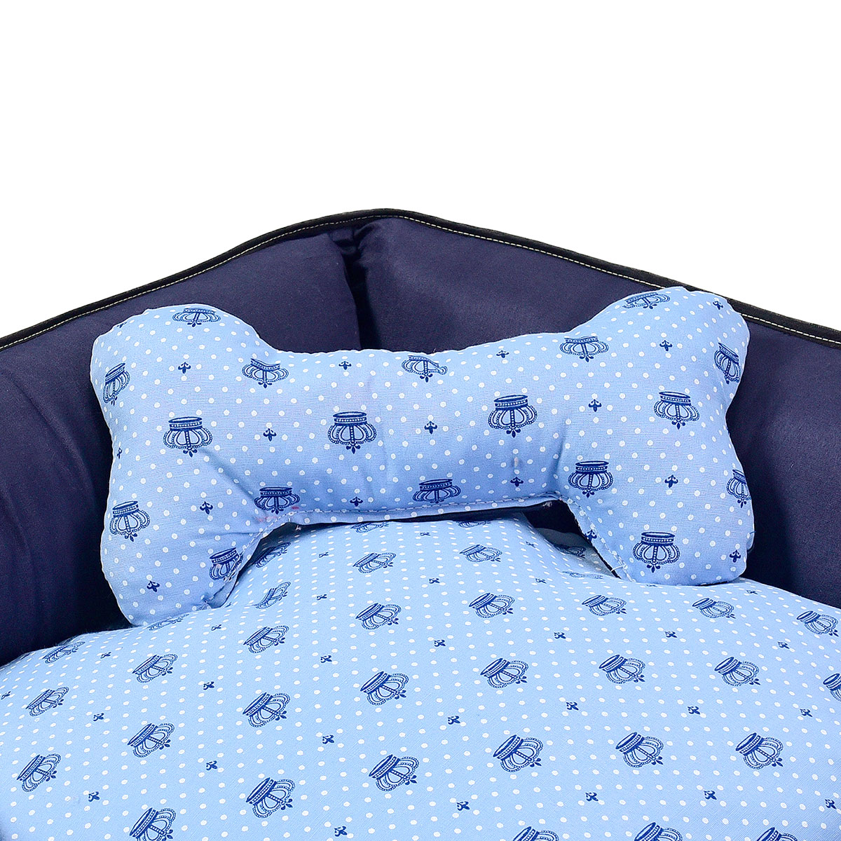 Cama Pet Média Luna Top 60cm x 60cm x 20cm Realeza Azul Com Almofada Decorativa