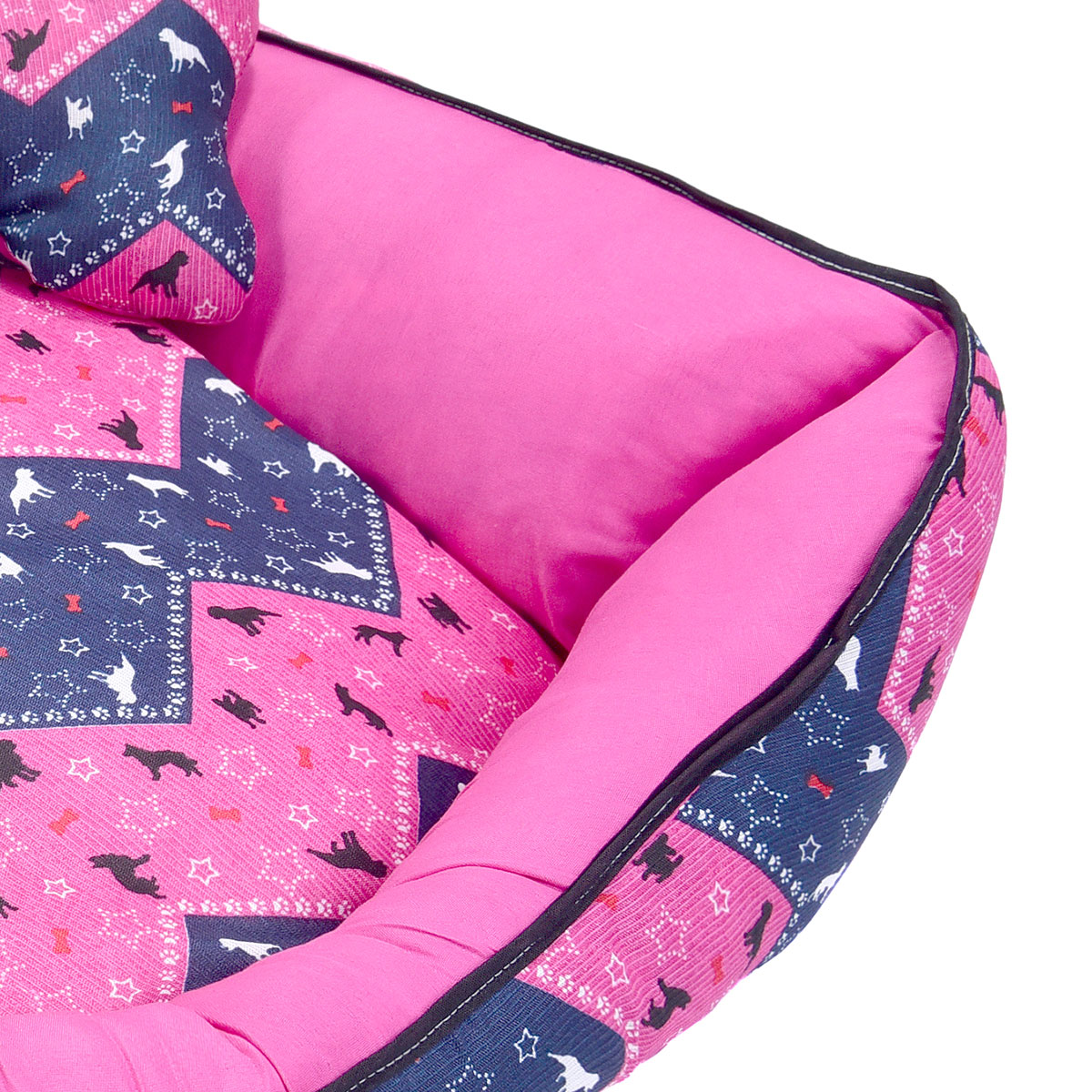 Cama Pet Média Pop 60cm x 60cm x 20cm Pink Com Almofada Decorativa