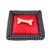 Cama Pet Média Simples Pop 50cm x 50cm x 15cm Preto e Vermelho Com Almofada Decorativa