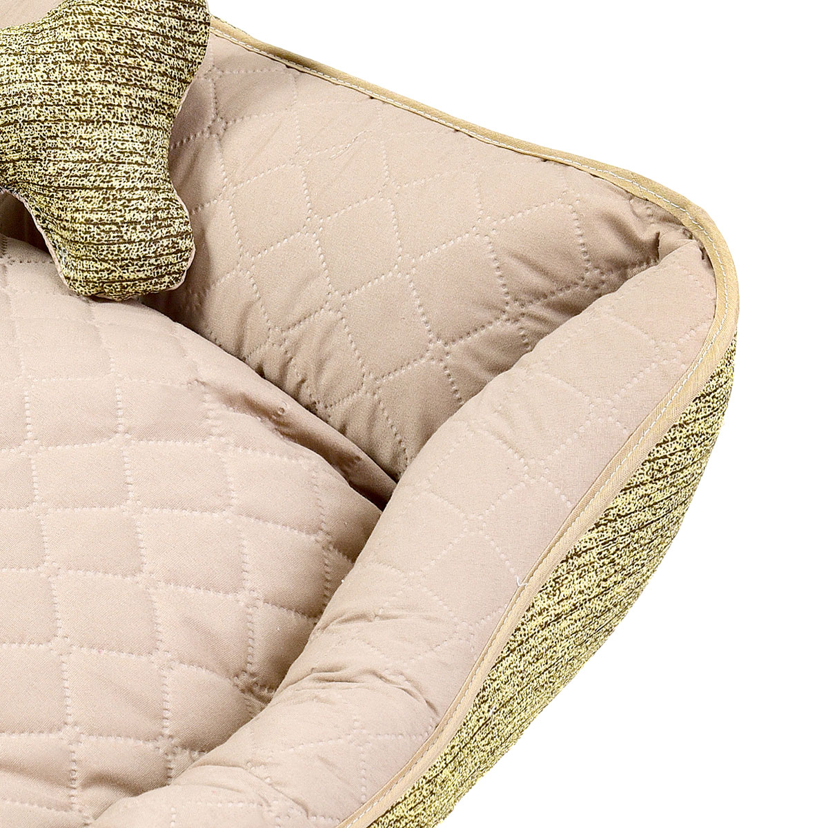 Cama Pet Médio Impermeável 60cm x 60cm x 20cm Avelã Claro Com Almofada Decorativa