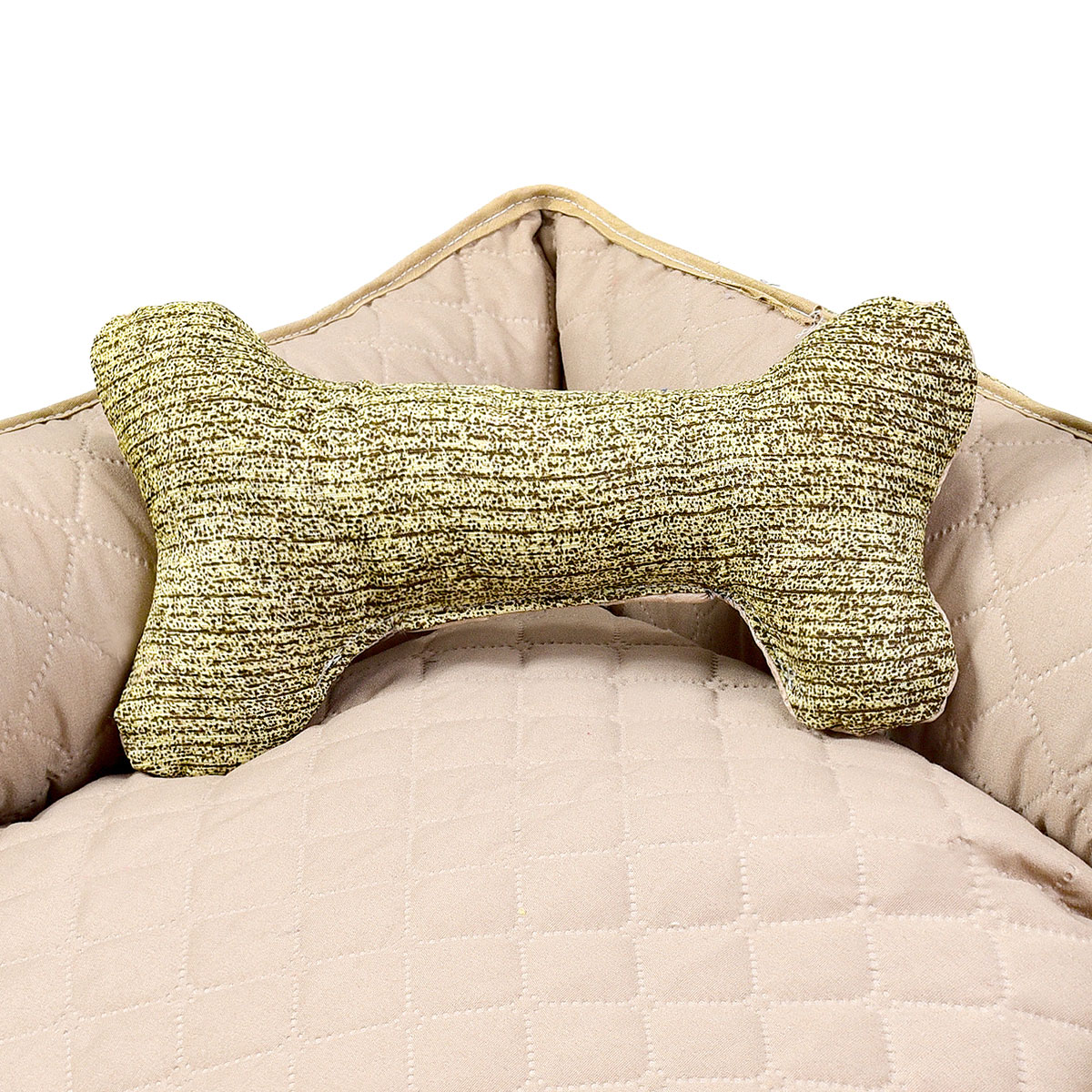 Cama Pet Médio Impermeável 60cm x 60cm x 20cm Avelã Claro Com Almofada Decorativa