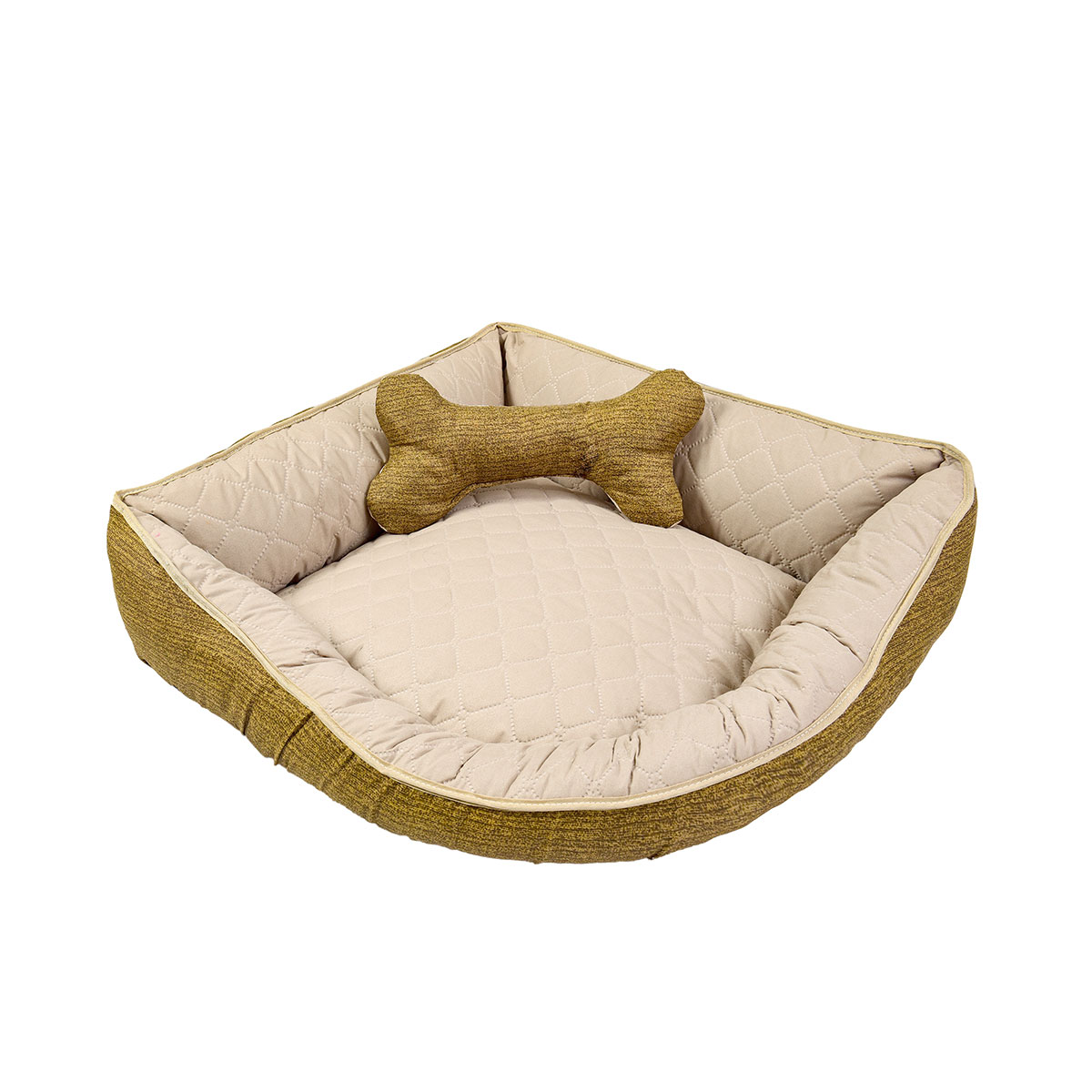 Cama Pet Médio Impermeável 60cm x 60cm x 20cm Avelã Escuro Com Almofada Decorativa