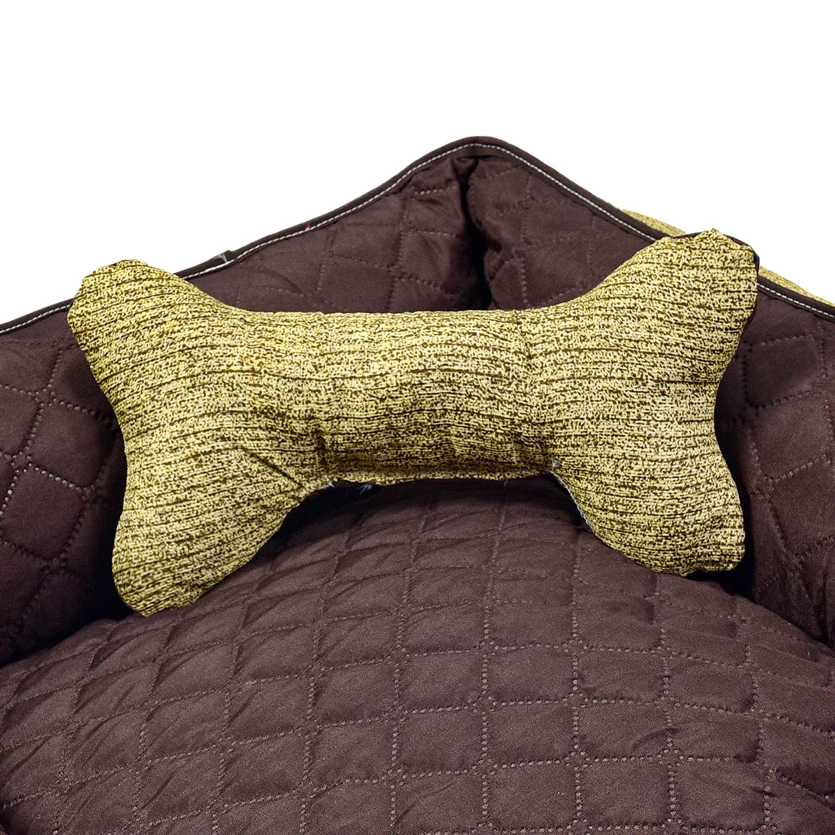 Cama Pet Médio Impermeável 60cm x 60cm x 20cm Marrom Claro Com Almofada Decorativa