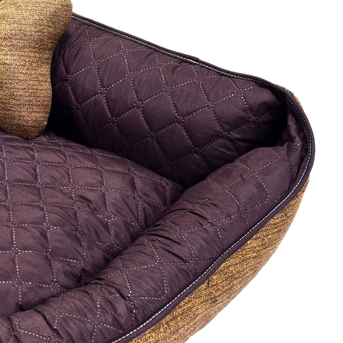 Cama Pet Médio Impermeável 60cm x 60cm x 20cm Marrom Escuro Com Almofada Decorativa