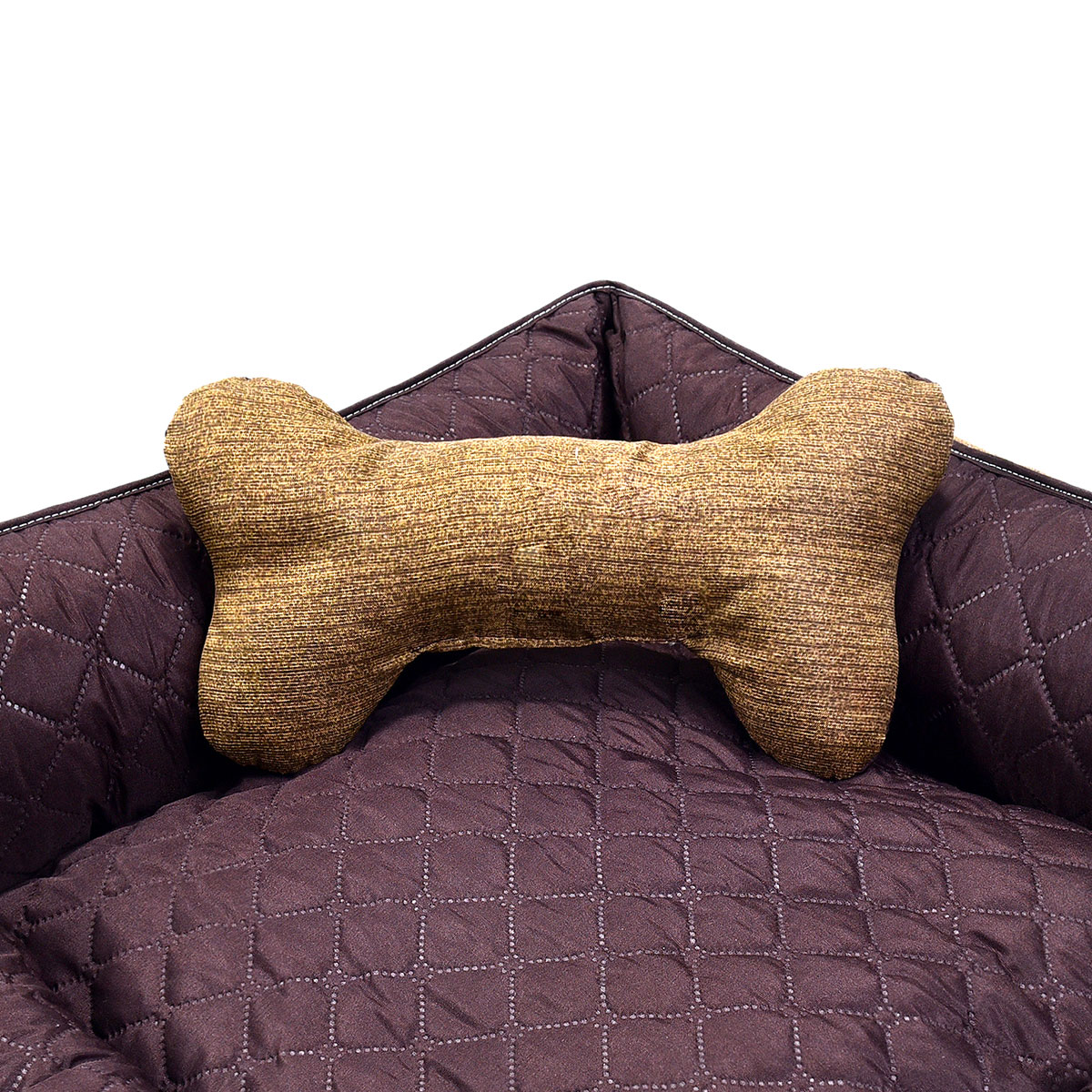 Cama Pet Médio Impermeável 60cm x 60cm x 20cm Marrom Escuro Com Almofada Decorativa
