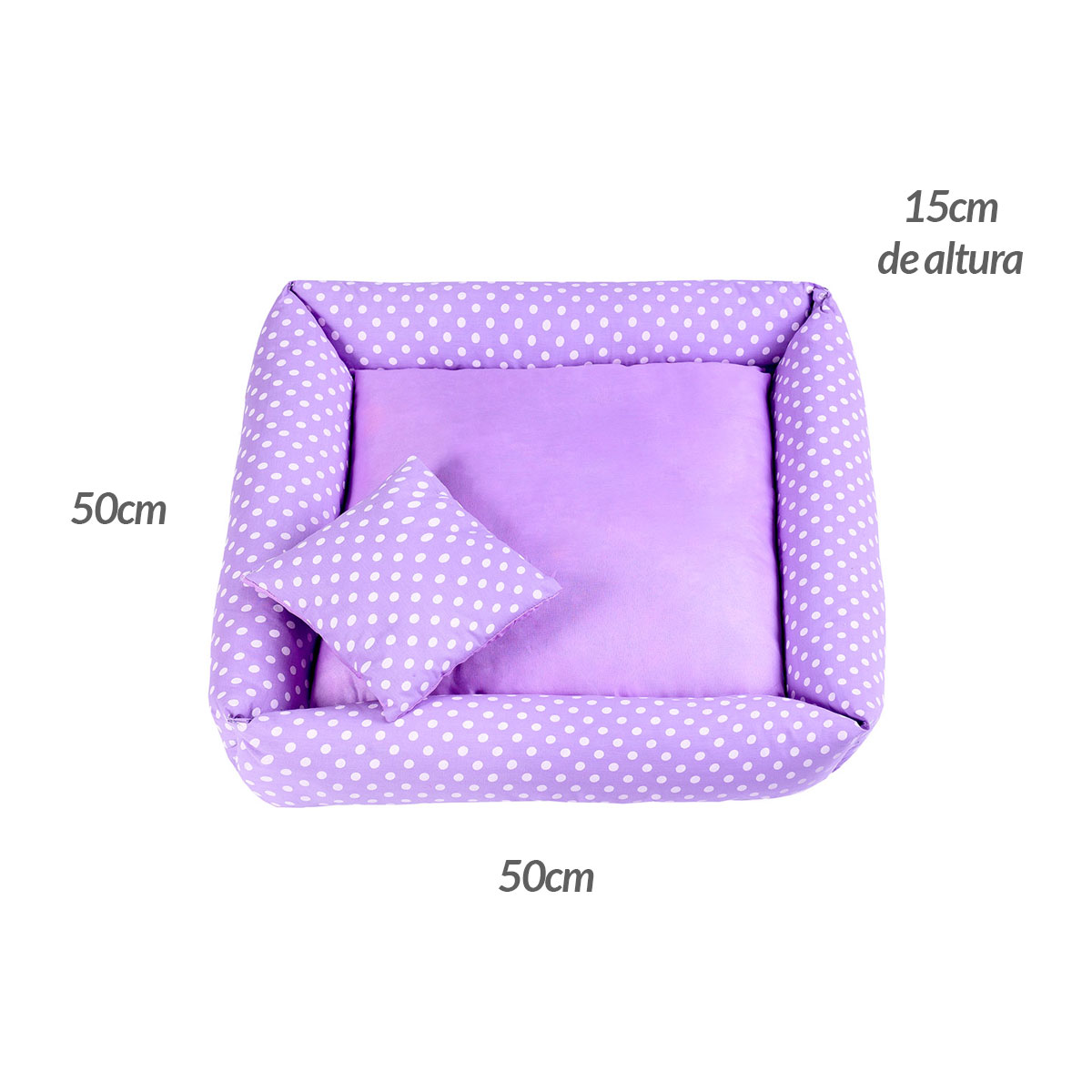 Cama Pet Médio Simples Top 50cm x 50cm x 15cm Mila Com Almofada Decorativa