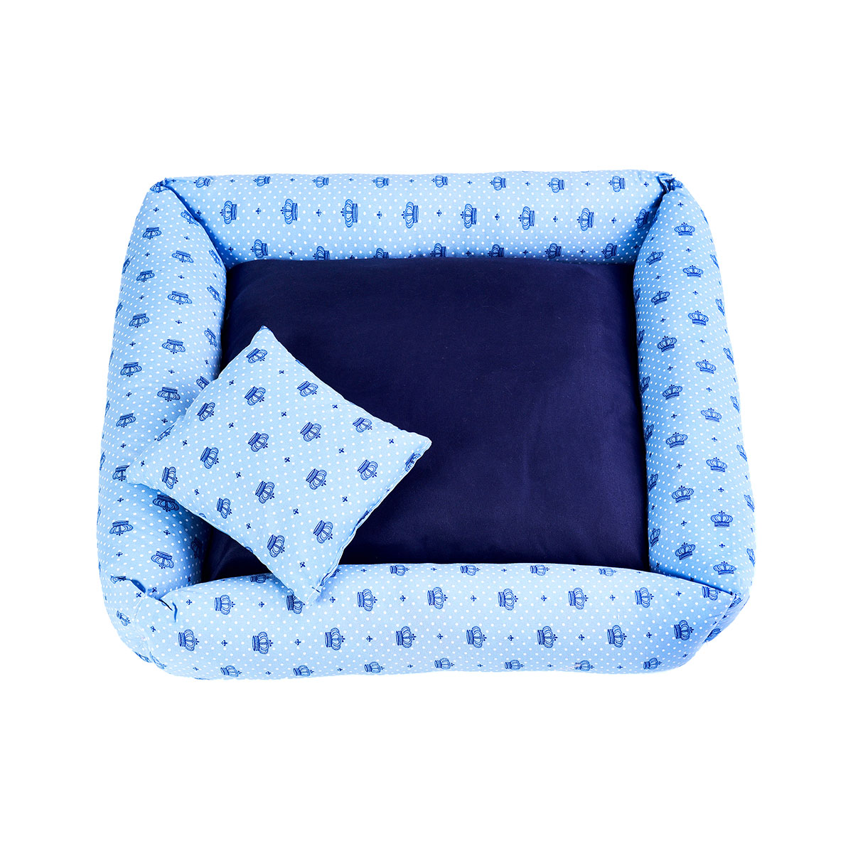 Cama Pet Médio Simples Top 50cm x 50cm x 15cm Realeza Azul Com Almofada Decorativa