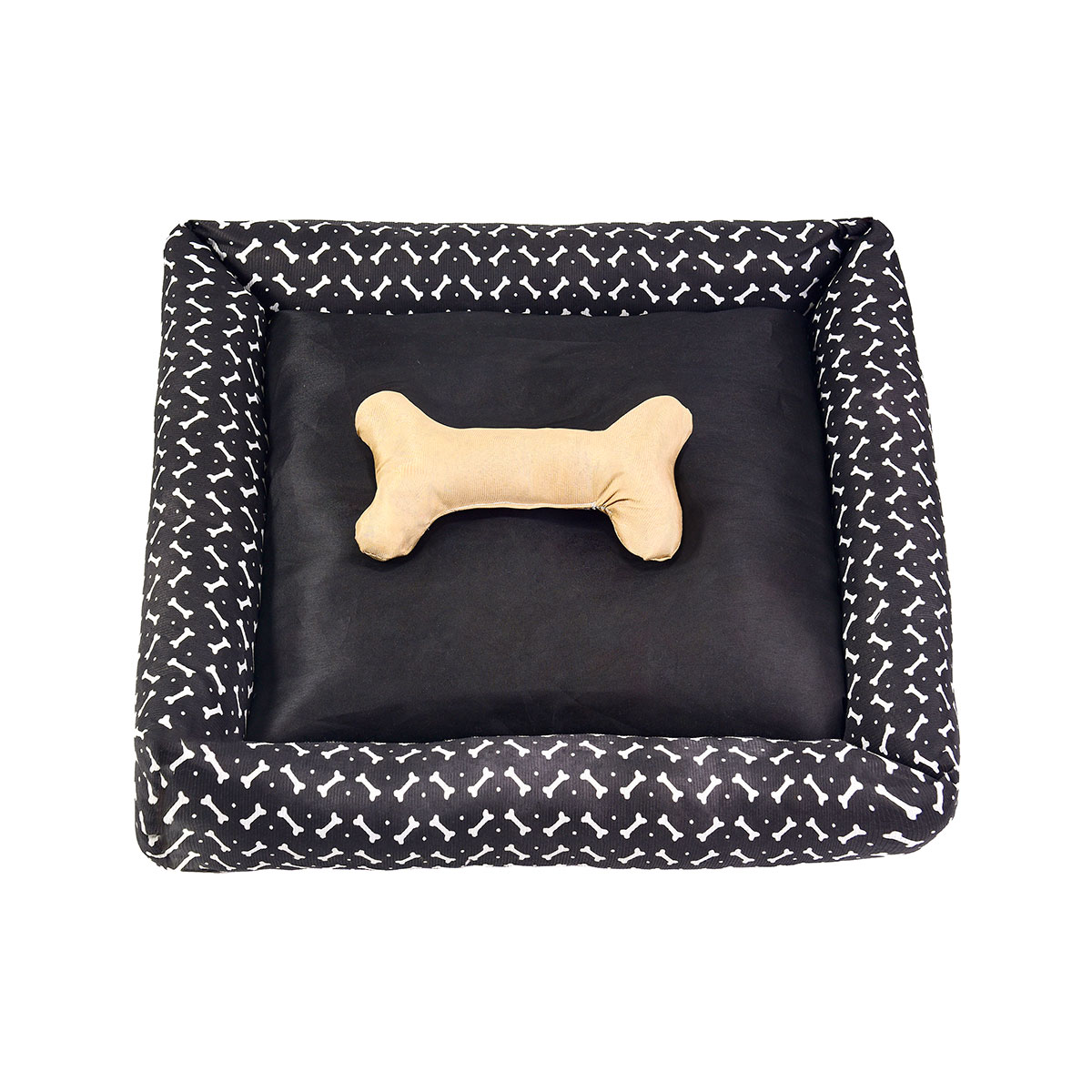 Cama Pet Pequena Simples Pop 40cm x 40cm x 15cm Preta Com Almofada Decorativa