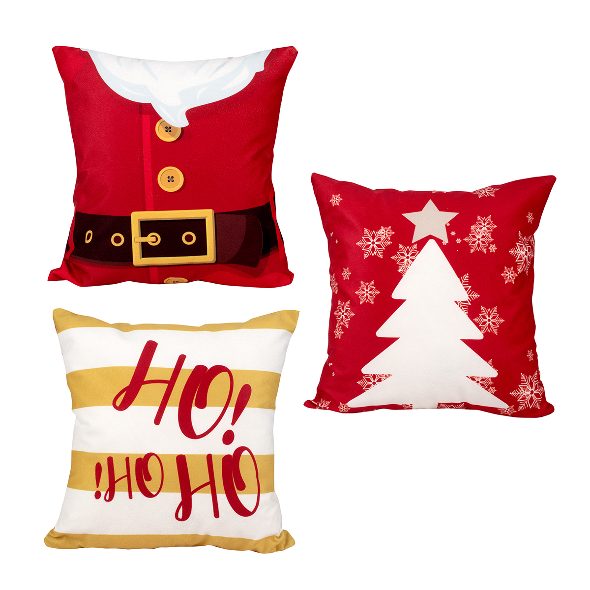 Capa Almofada Decoração Natal 40cm x 40cm com Zíper - Tecido Suede 3 Unidades