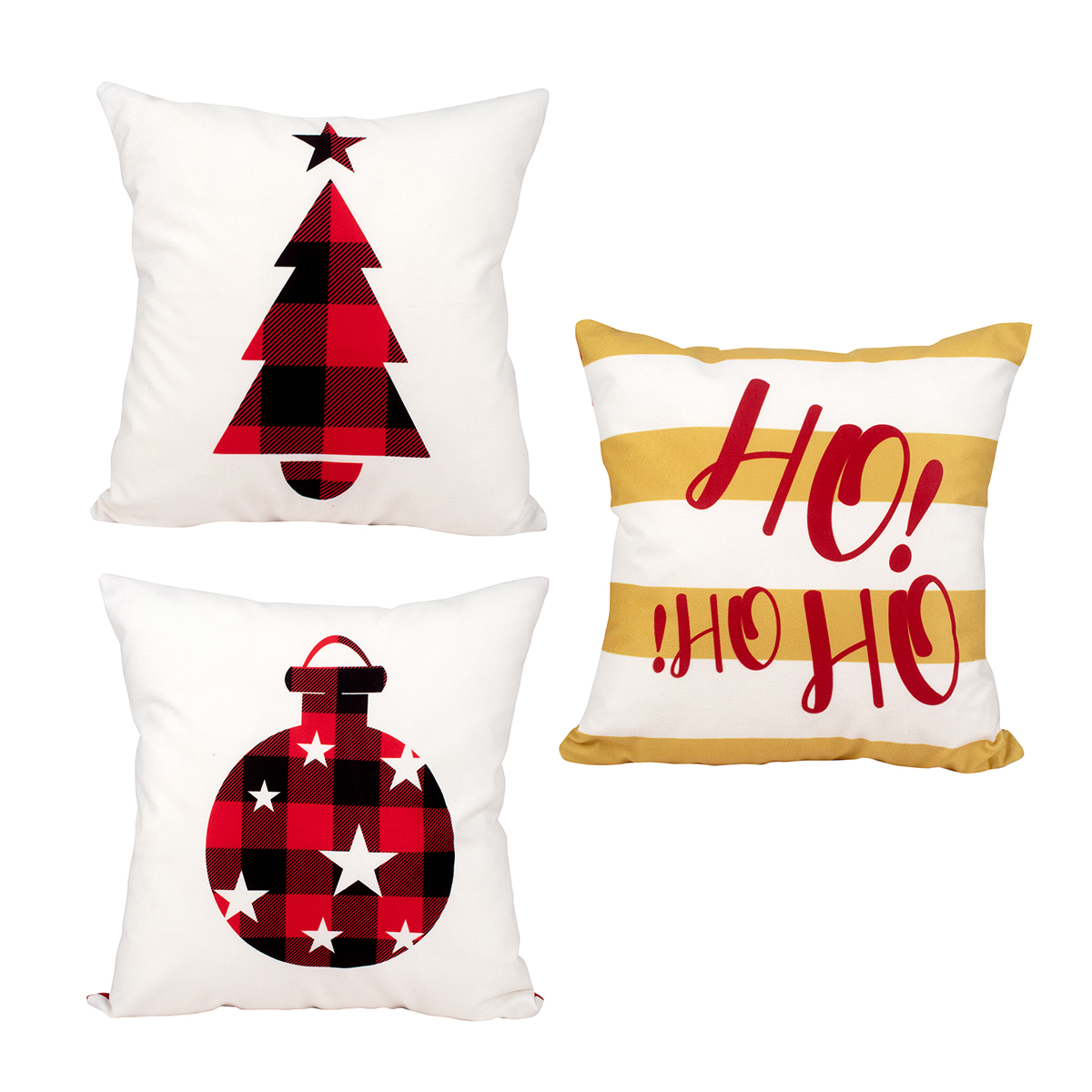 Capa Almofada Estampa Natal 40cm x 40cm com zíper - 3 Unidades
