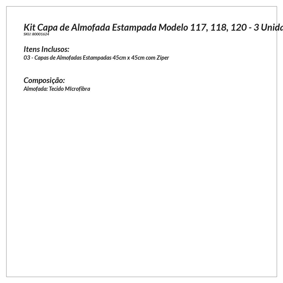 Capa Almofada para Quarto 3 Unidades 45cm x 45cm com zíper Decorativa
