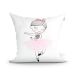 Capa de Almofada Bailarina Branca Estampada Decorativa 45cm x 45cm com Zíper Tecido Microfibra