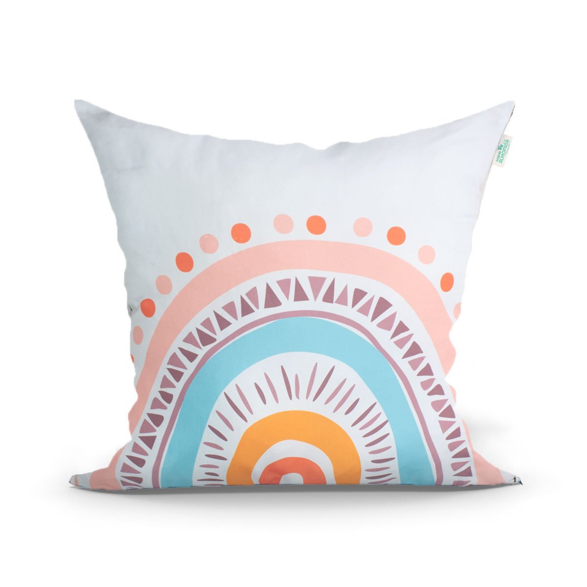 Capa de Almofada Estampada Branca Colorida 45cm x 45cm com Zíper Tecido Microfibra