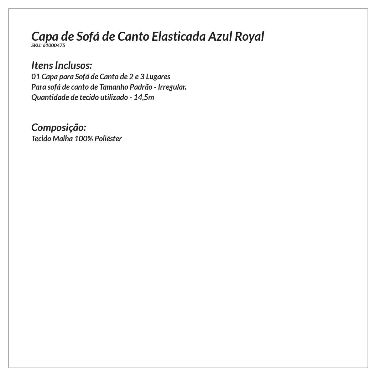 Capa de Sofá de Canto de Malha Gel Azul com Elástico em toda volta
