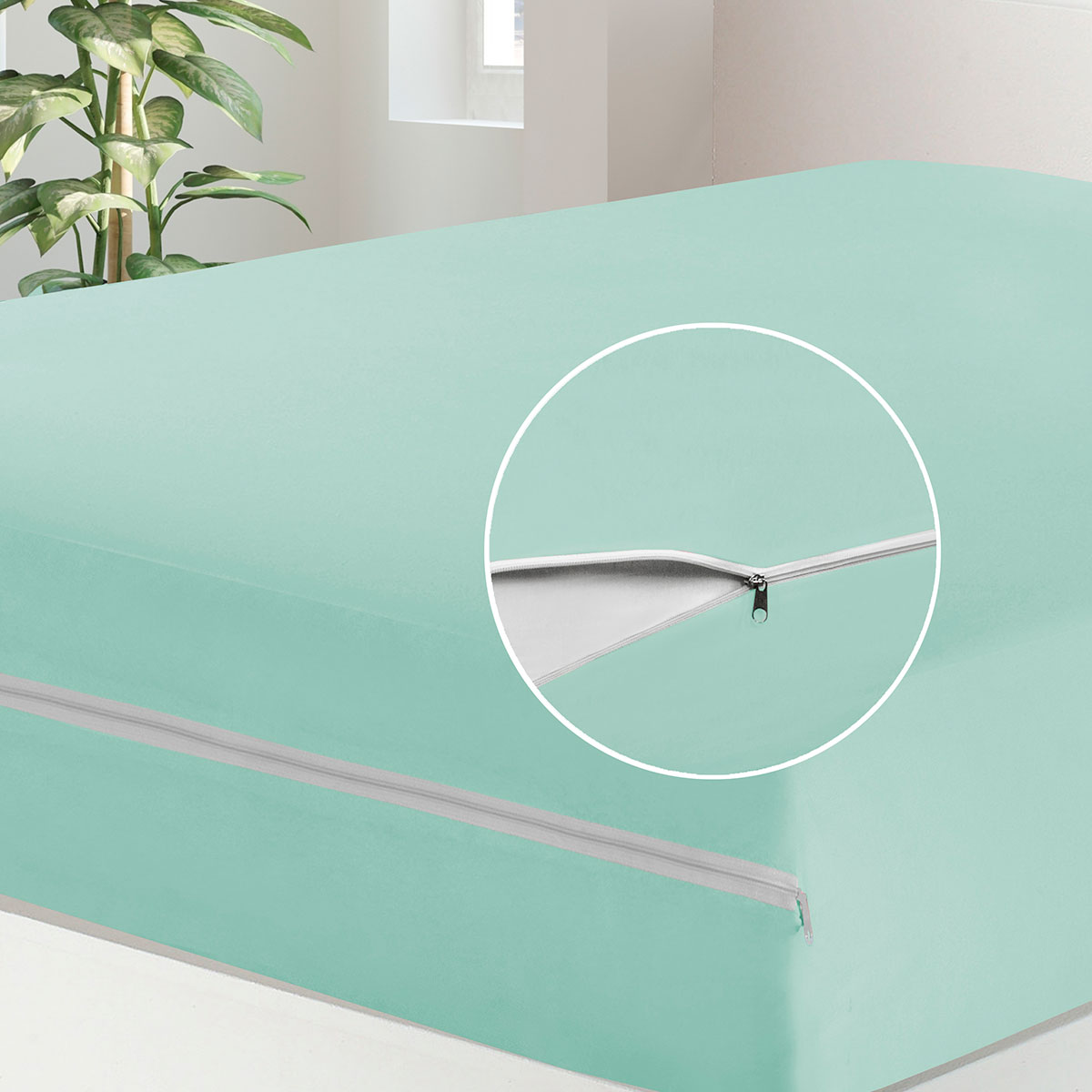 Capa para Colchão Queen de Malha com Zíper 1,98m x 1,58m x 30cm Verde