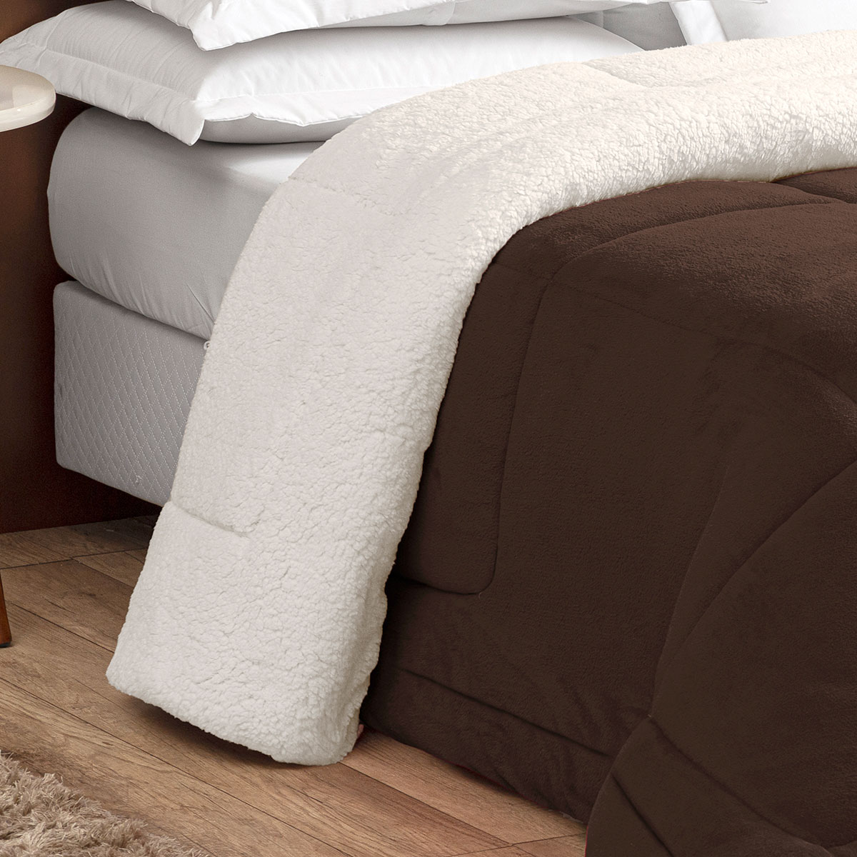 Coberdrom Tabaco Dupla Face Casal Padrão Sherpa / Soft 2,40m x 2,20m