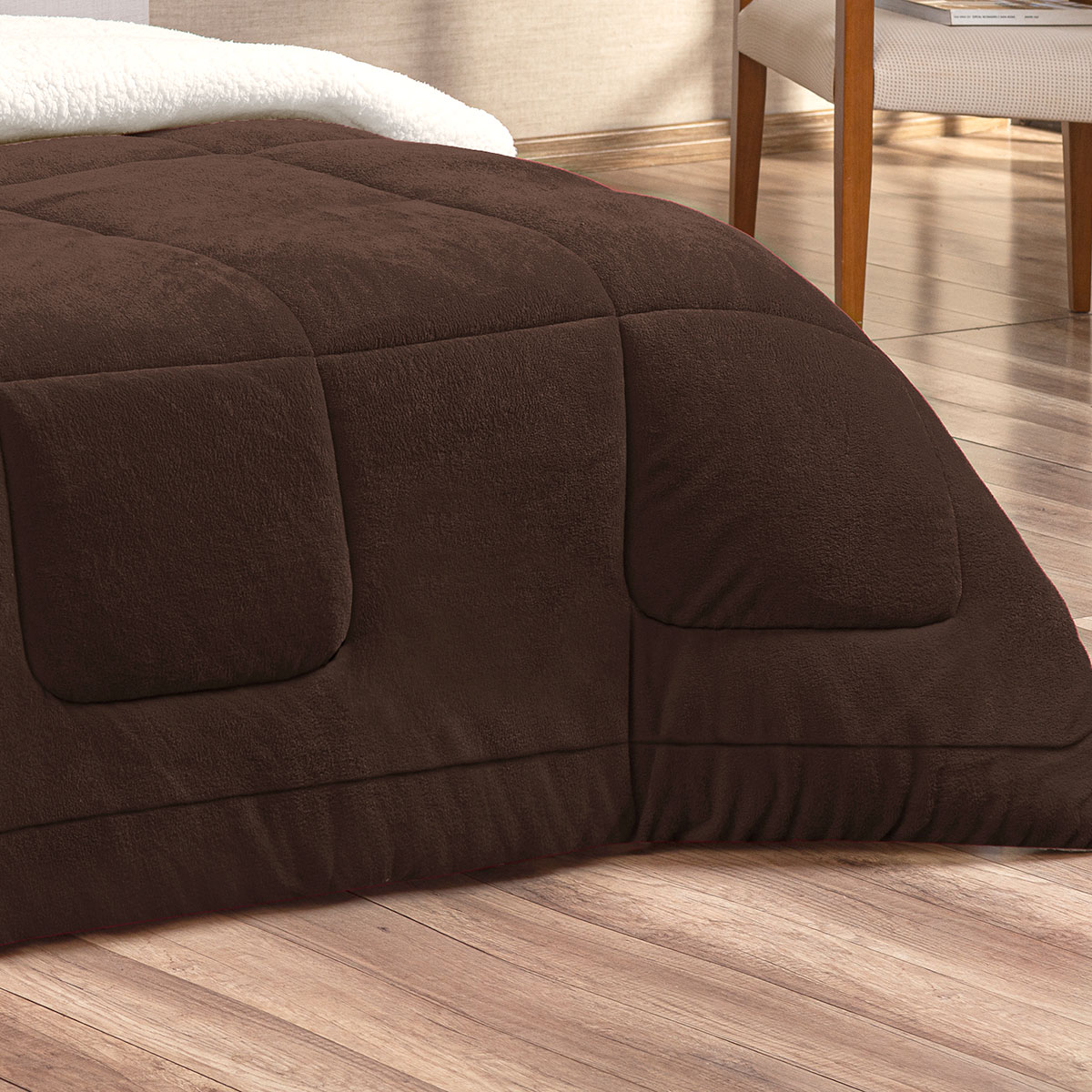 Coberdrom Tabaco Dupla Face Casal Padrão Sherpa / Soft 2,40m x 2,20m