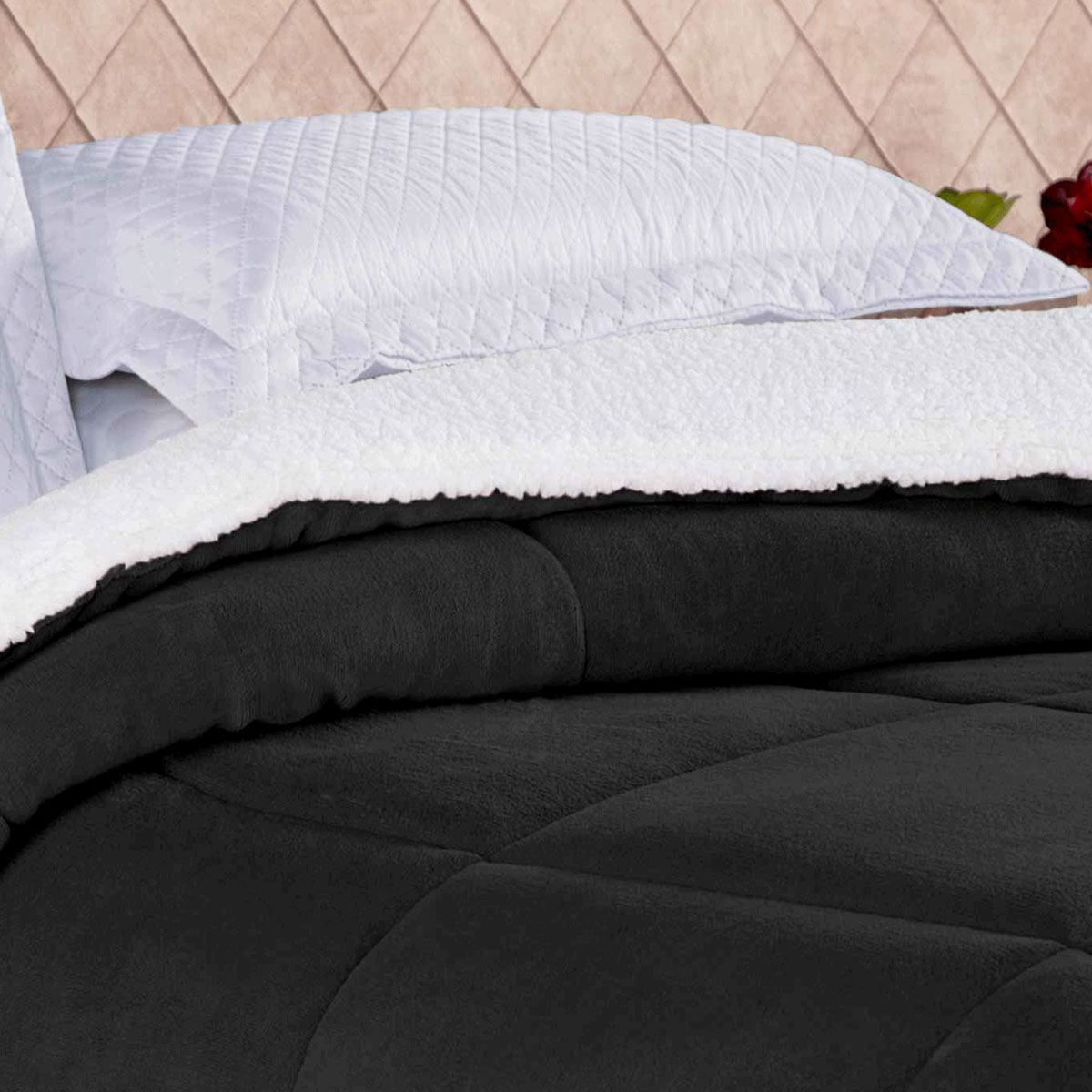 Coberdrom de Pele de Carneiro Sherpa Dupla Face Sherpa / Soft 2,40m x 2,20m Dupla Face