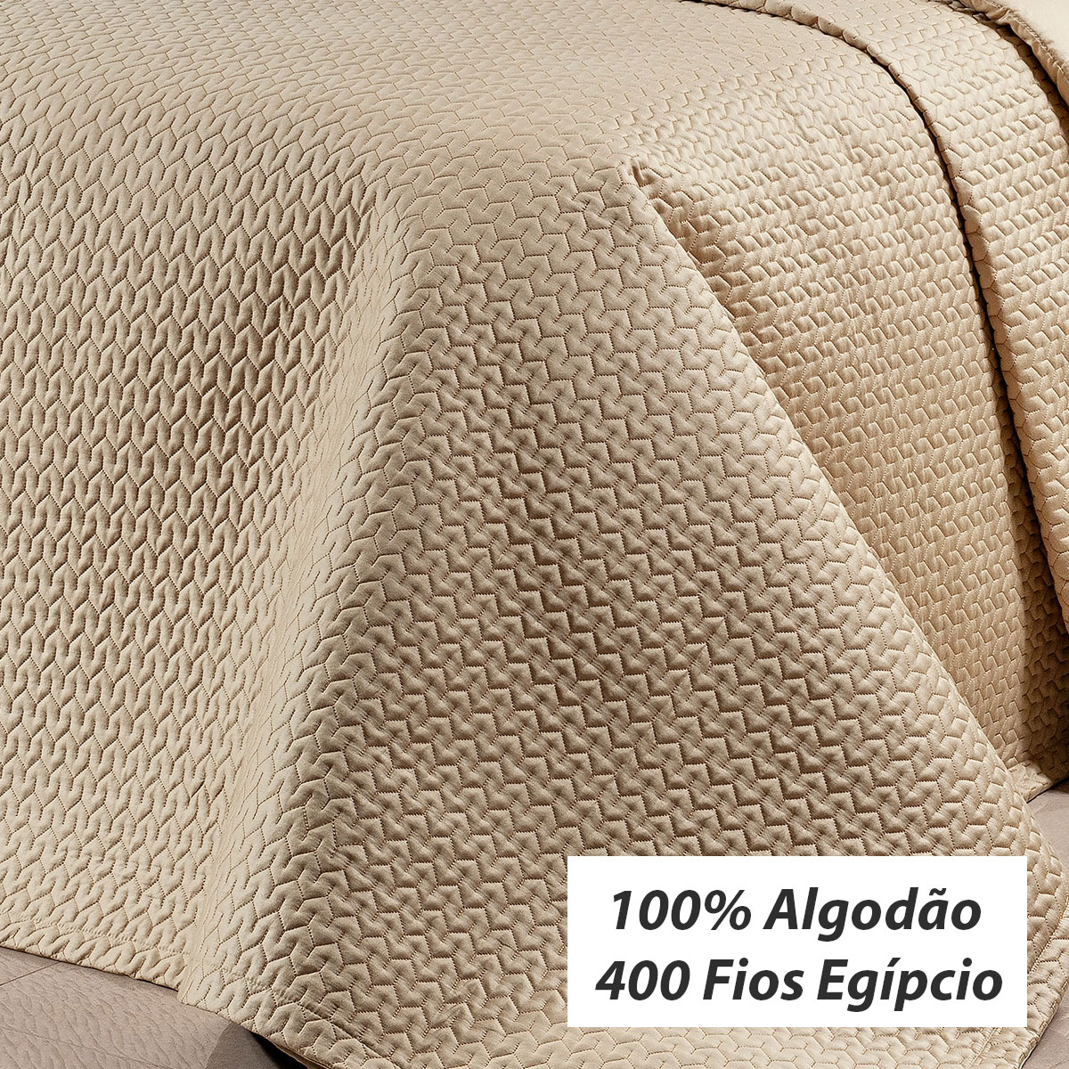 Cobre Leito 400 Fios Egípcio Solteiro 100% Algodão Cáqui + Jogo de Cama - 5 Peças