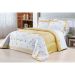 Cobre Leito Amarelo Queen Estampado Floral Percal 200 Fios + Jogo de Lençol 100% Algodão - 7 Peças