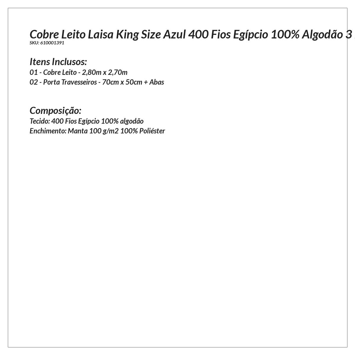 Cobre Leito Azul King Size 400 Fios Egípcio 100% Algodão 3 Peças