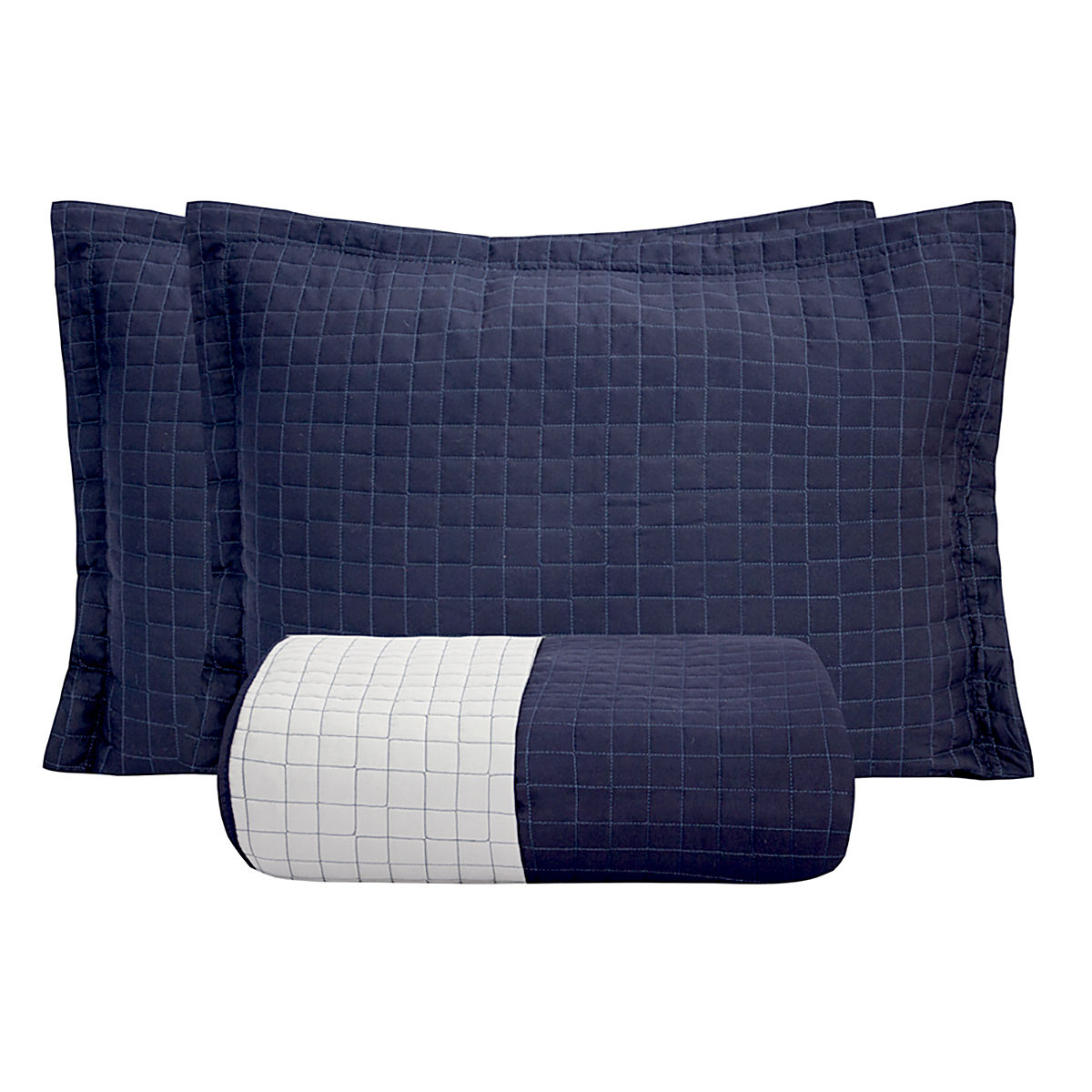 Cobre Leito Azul Marinho Queen Size Dupla Face Micropercal 3 Peças com Porta Travesseiro
