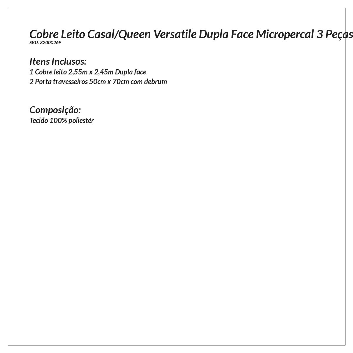 Cobre Leito Azul Marinho Queen Size Dupla Face Micropercal 3 Peças com Porta Travesseiro