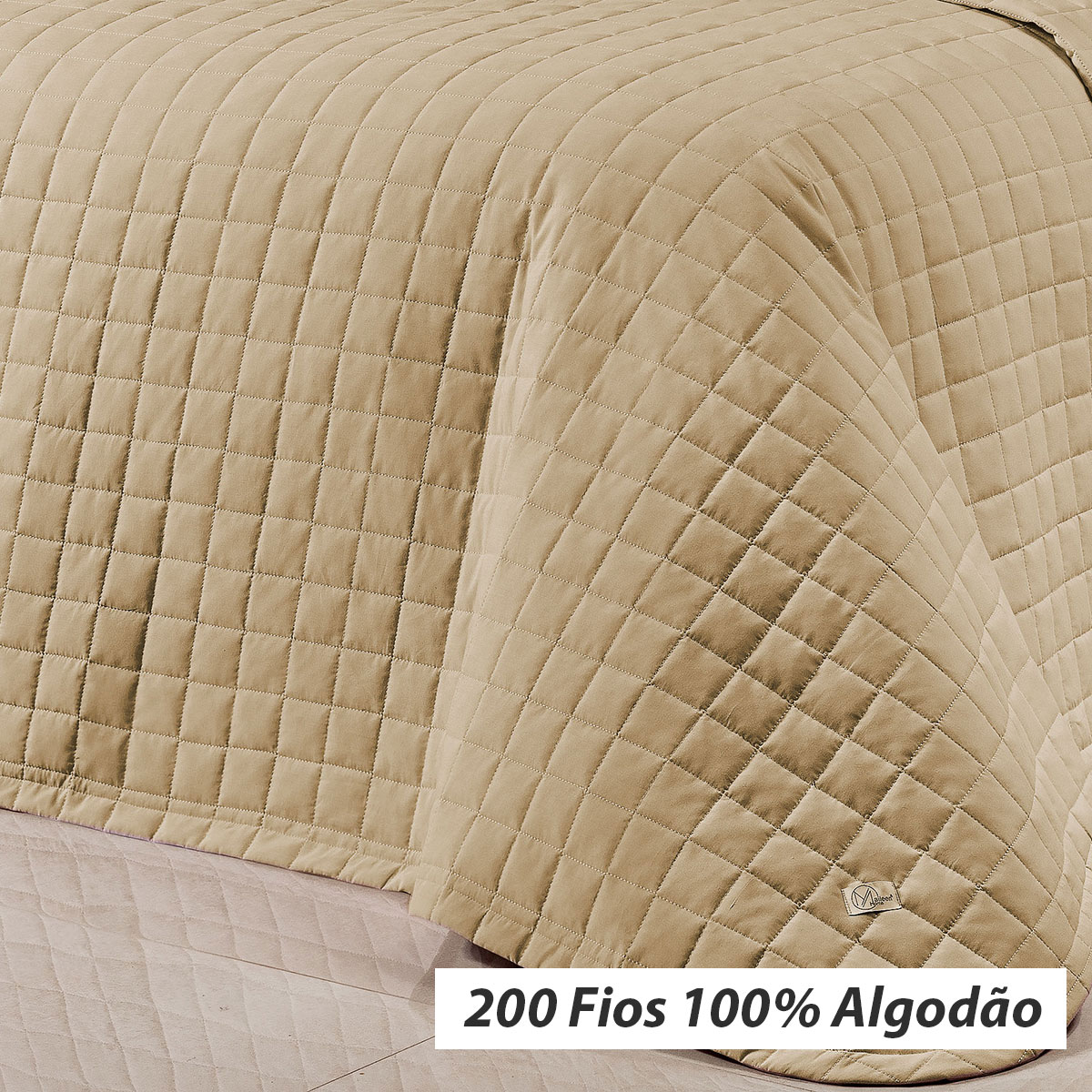 Cobre Leito Bege King Size 200 Fios 100% Algodão 3 Peças