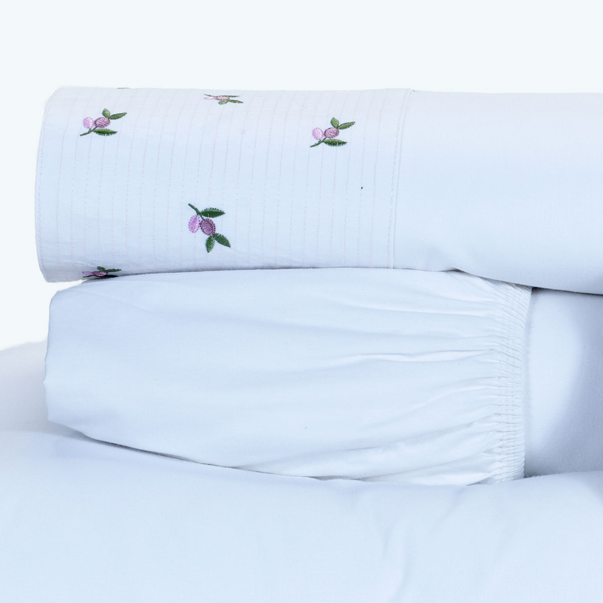 Cobre Leito Bordado King Size Branco Micro Percal Peletizado 400 Fios + Jogo de Cama - 7 Peças