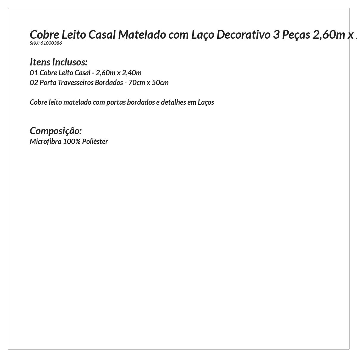 Cobre Leito Casal Colcha Tabaco 3 Peças 2,60m x 2,40m com Laço Decorativo