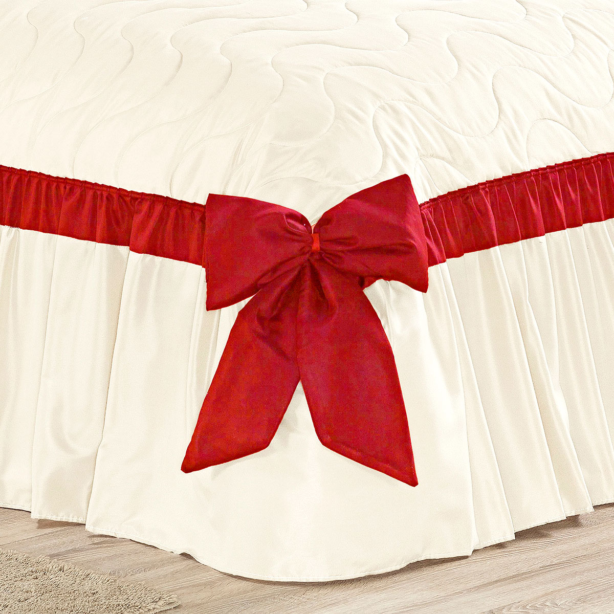 Cobre Leito Casal Palha 3 Peças 2,60m x 2,40m com Laço Decorativo