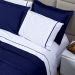 Cobre Leito Dupla Face Azul Marinho Queen Size + Jogo de Cama 100% Algodão - 7 Peças