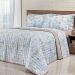 Cobre Leito Estampado King Floral Bege 200 Fios 100% Algodão + Jogo de Cama - 7 Peças