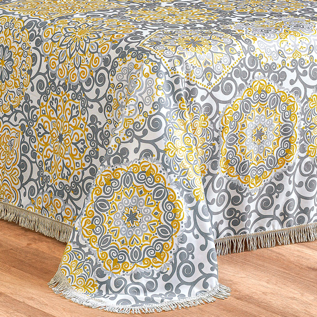Cobre Leito Estampado Solteiro Amarelo Âmbar 2 Peças