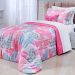 Cobre Leito Infantil Menina Feminino Rosa 200 Fios Micro Percal 3 Peças 2,50m x 1,90m com Porta Travesseiro